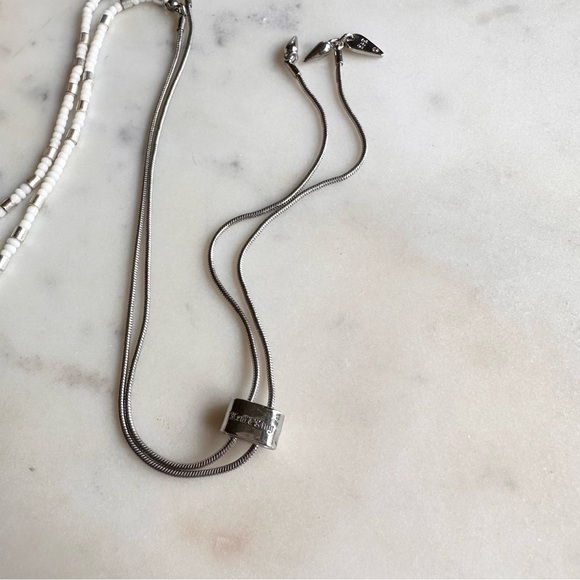 Kent and King Adjustable White and Silver Beaded and Jeweled Necklace - Picture 4 of 9